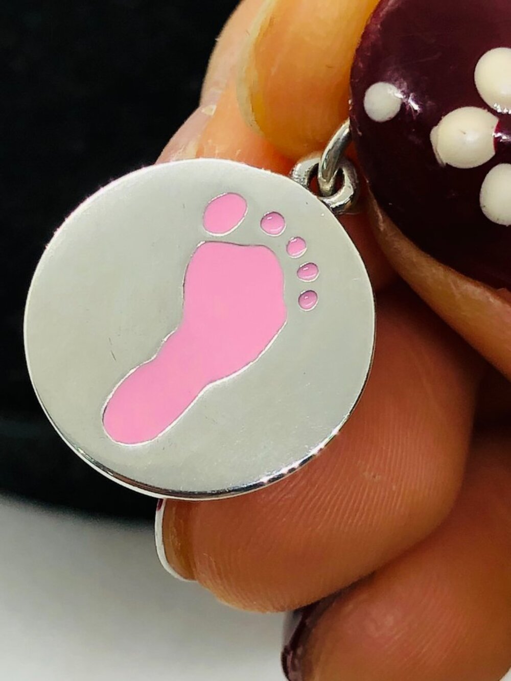 James Avery Enamel Footprint Charm PINK